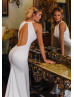 Halter Neck Ivory Satin Open Back Minimalist Wedding Dress